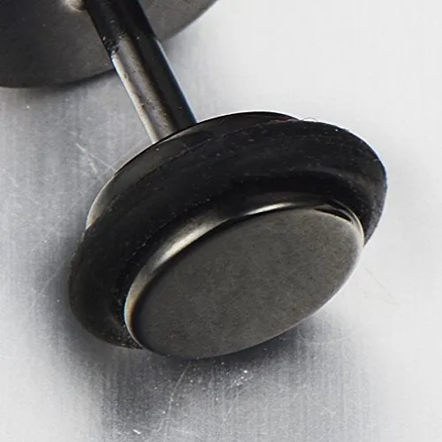 10mm Men Steel Greek Key Stud Earring with Carbon Fiber, Cheater Fake Ear Plugs Gauges