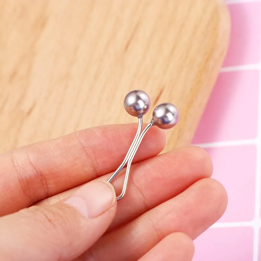 12pcs/Set Multicolor Headscarf Pearl Pins, Girls U Shape Party Scarf Shawl Clips Jewelry Accessories(Black&White&Gold)