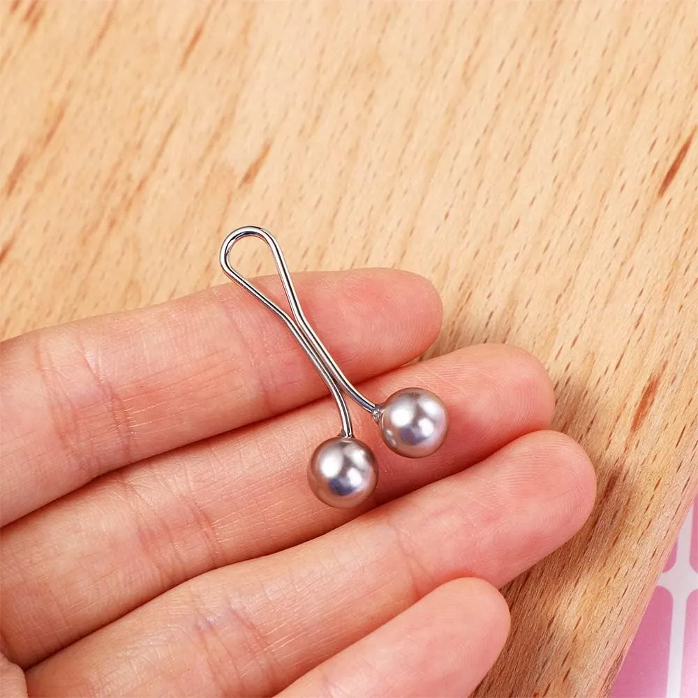 12pcs/Set Multicolor Headscarf Pearl Pins, Girls U Shape Party Scarf Shawl Clips Jewelry Accessories(Black&White&Gold)