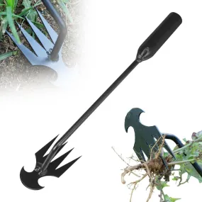 2025 Upgrade Weeding Artifact Uprooting Weeding Tool, 4 Teeth Manganese Manual Weed Remover Tool with Long Handle, Durable Steel Weeding Claw Uprooting Tool for Yard and Garden (Black 20in)