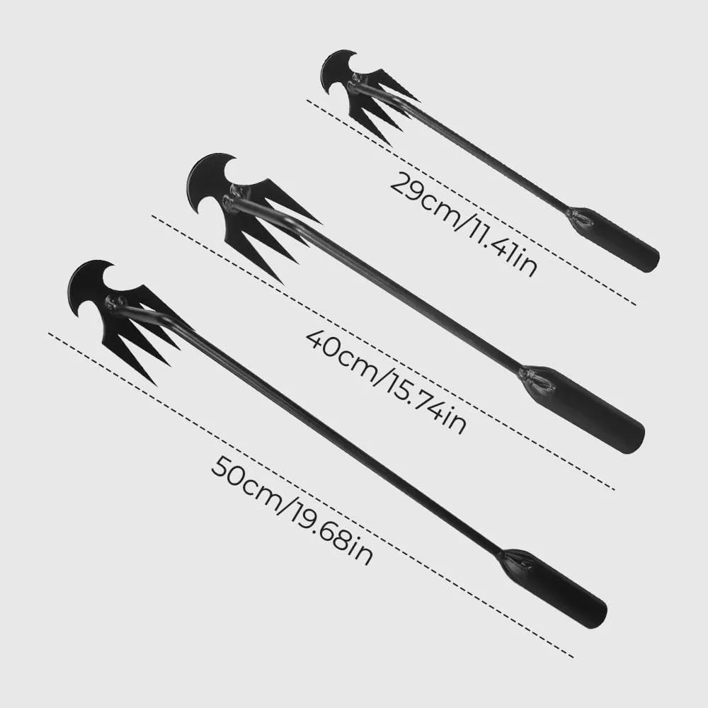 2025 Upgrade Weeding Artifact Uprooting Weeding Tool, 4 Teeth Manganese Manual Weed Remover Tool with Long Handle, Durable Steel Weeding Claw Uprooting Tool for Yard and Garden (Black 20in)