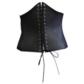 26.5cm Black Very Wide Arched Elasticated Waist Lace Up Corset Belt with Press Button Closure