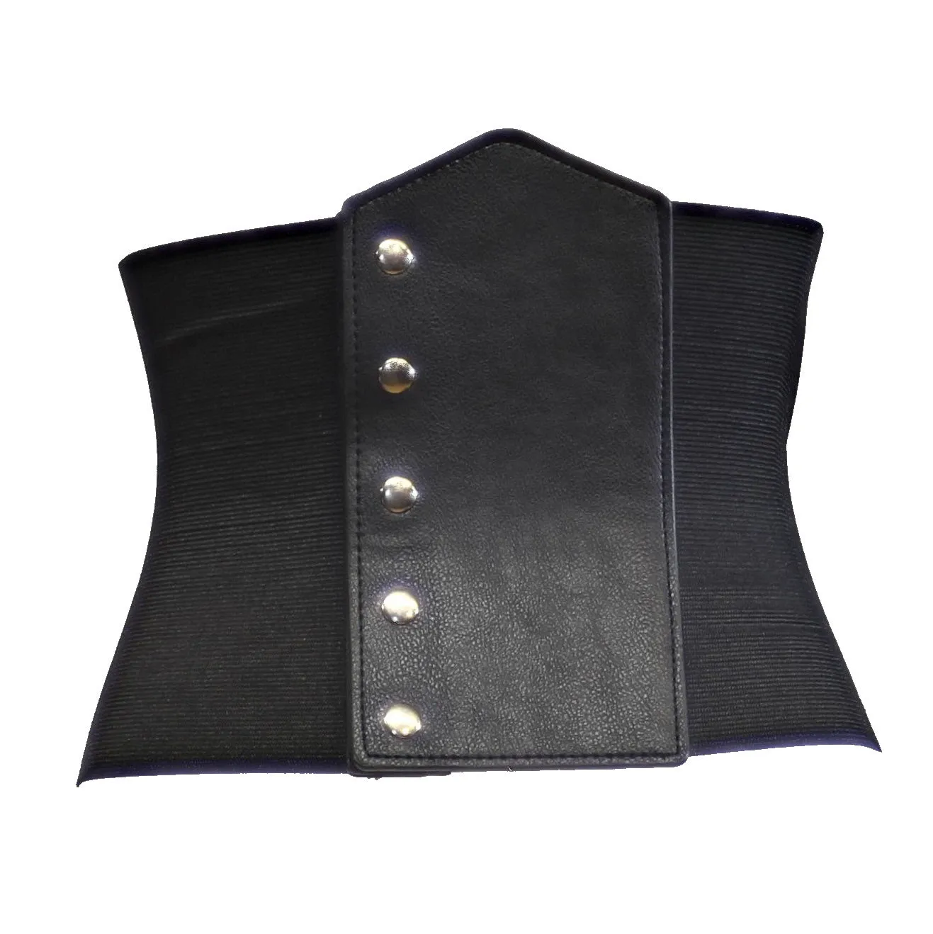 26.5cm Black Very Wide Arched Elasticated Waist Lace Up Corset Belt with Press Button Closure