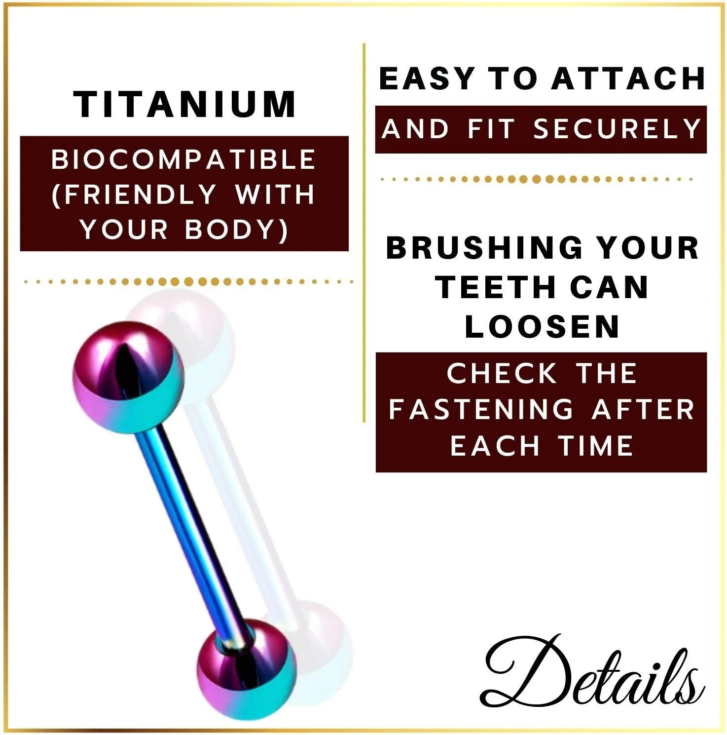 2PCS Titanium G23 tongue ring balls 14g 4mm Ball Earrings Piercing Jewelry Pick Size and Color
