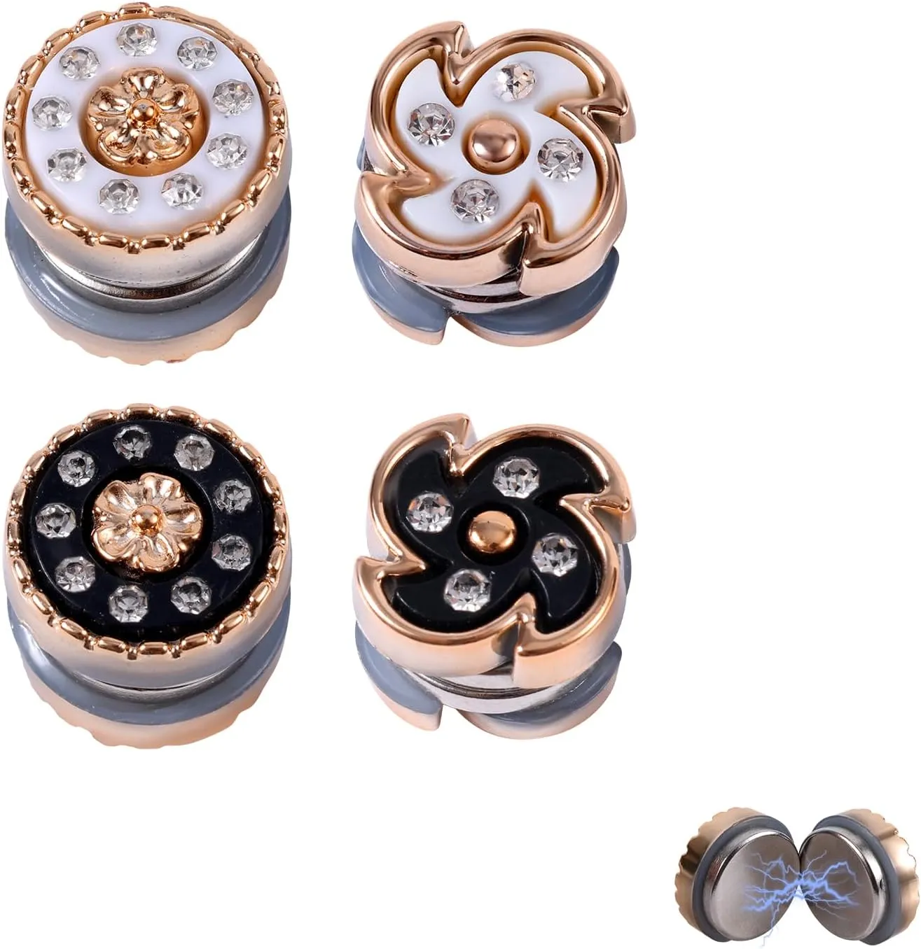 4 Pairs Magnetic Hijab Pins, No-Snag Hijab Pins for Women Multi-Use Pinless Magnetic Brooch Pin Strong Magnetic Scarf Clasp Magnet Buttons Stylish Clothes Scarves Accessories and Decor