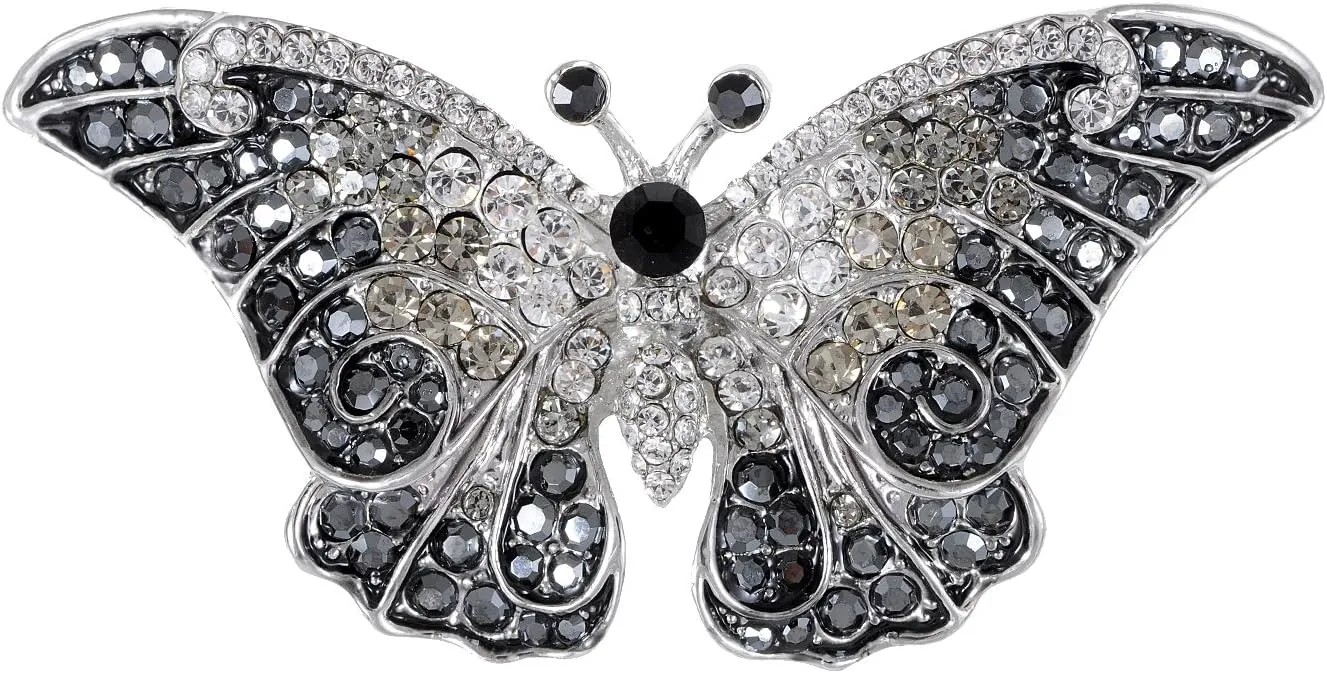 Alilang Empress Monarch Winged Butterfly Crystal Rhinestone Brooch Pin