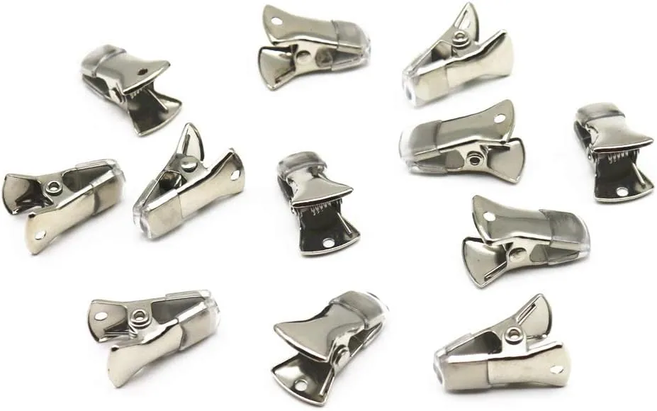 Alligator Clamps Metal Sweater Cardigan Clips Eyeglass Glasses ID Badges Lanyards Jewelry Grip Clip-12 Pack