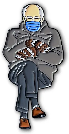 Bernie Sanders Mittens Meme Brooch Badge Enamel Lapel Pin