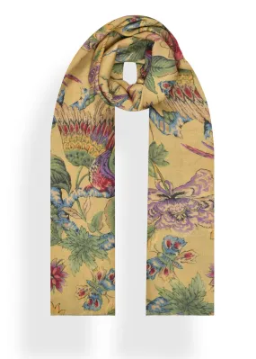 Bird Print Stole in Shahbano Twill