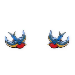 Bird Tattoo Earrings, Swallow Earrings, Titanium Earrings, Sparrow Earrings, Bird Jewelry