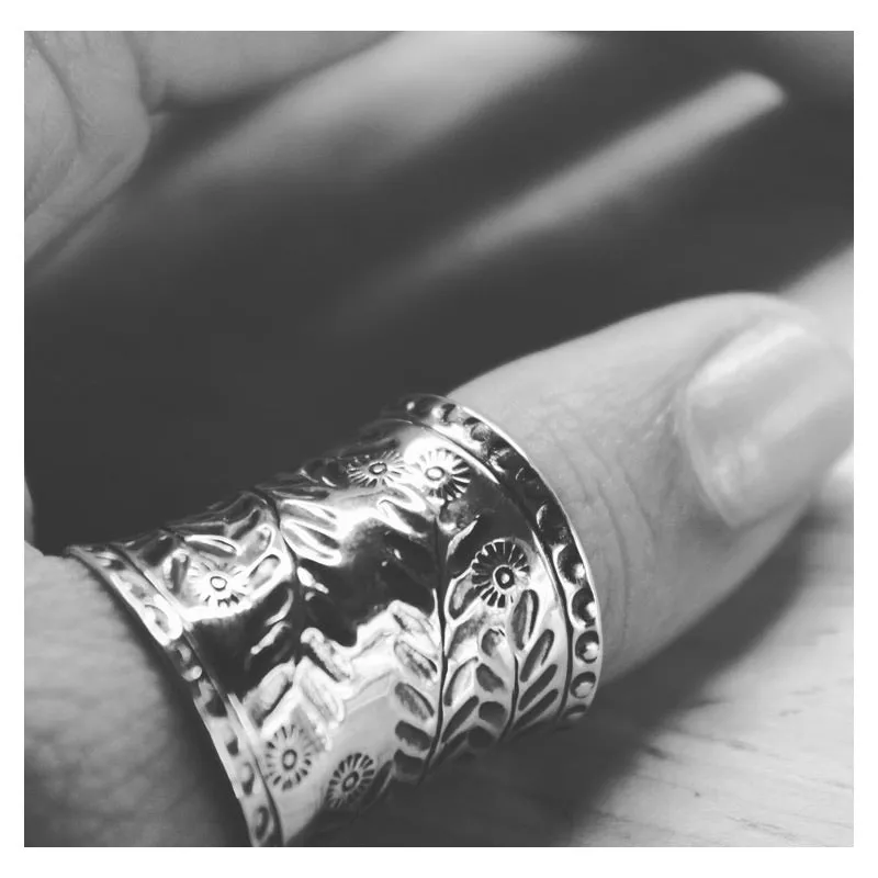 Bohemian Vintage Ring 925 Sterling Silver Luxury Fine Jewelry Long and Chunky Statement Rings