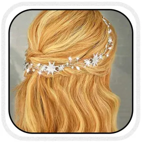 Casdre Star Hair Vine Rhinestone Bride Wedding Headband Bridal Headpieces Crystal Hair Accessories for Women and Girls (B Silver)