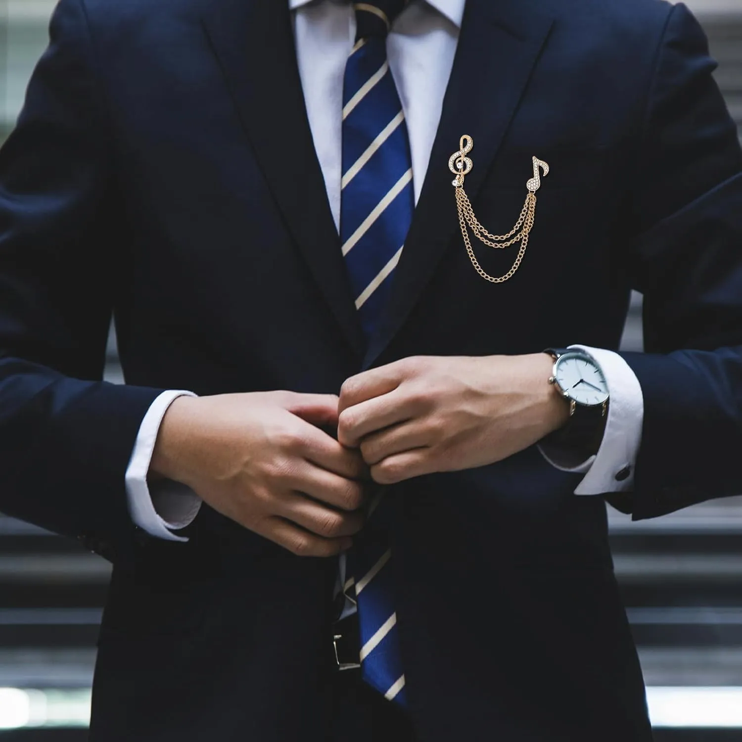 Chain Brooches for Men Chain Brooch Pin Suit Accessories Jewelry Gift for Dad Bro Groom