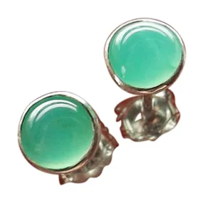 Chrysoprase Earrings, Gemstone Earrings, Sterling Earrings, Post Earrings, Green Post Earrings, Small Earrings, Minimalist Earrings, Gift