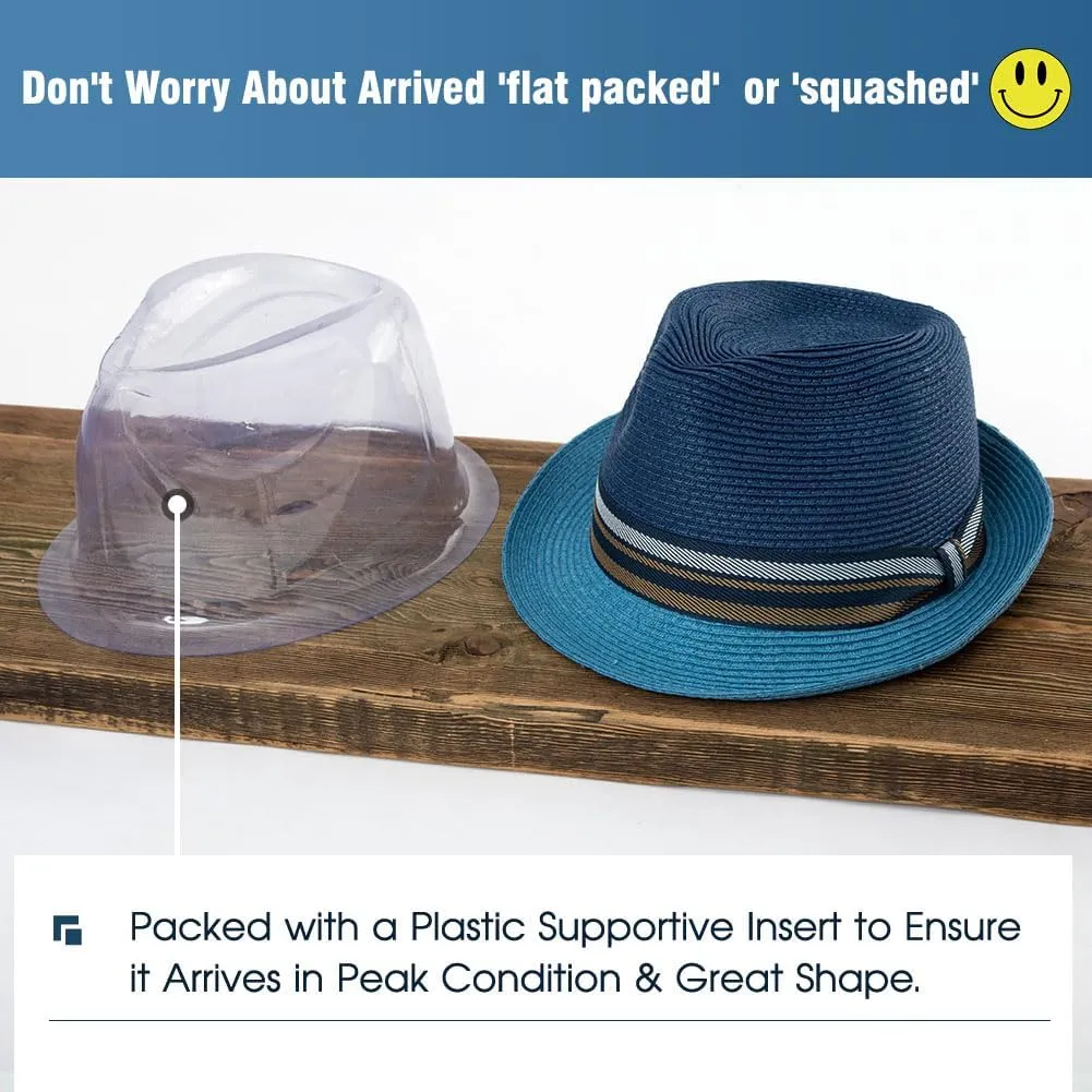 Comhats Oversize XL XXL Mens Summer Straw Fedoras Sun Hats Panama Derby Packable 57-64cm 22.4"-25.2" 7 1/8-8