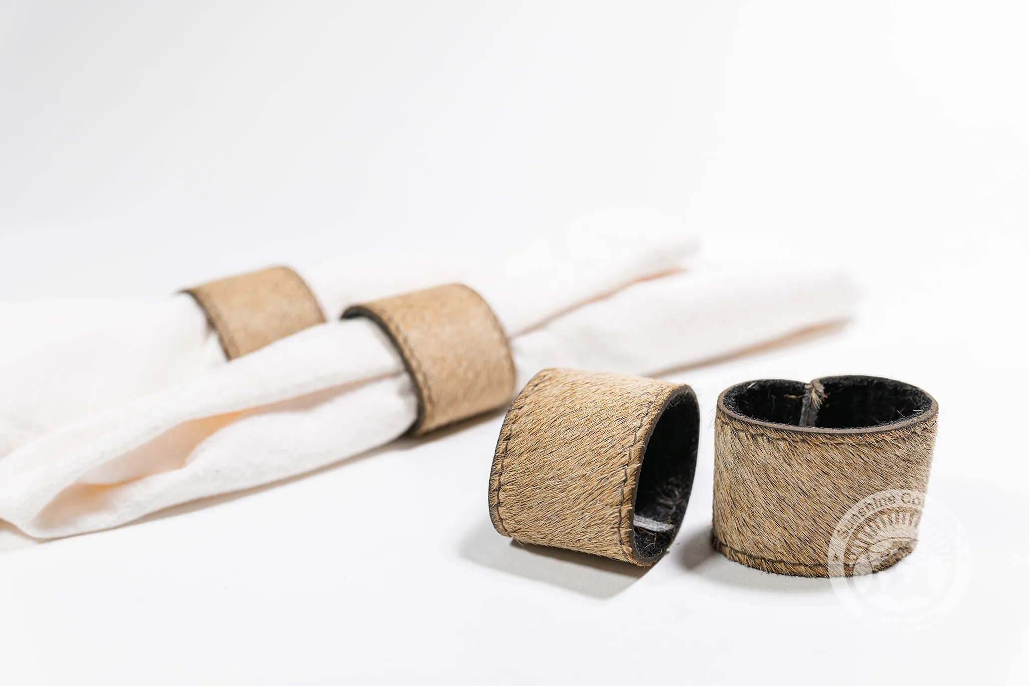 Cowhide Napkin Ring, Napkin Holder - SET OF 4