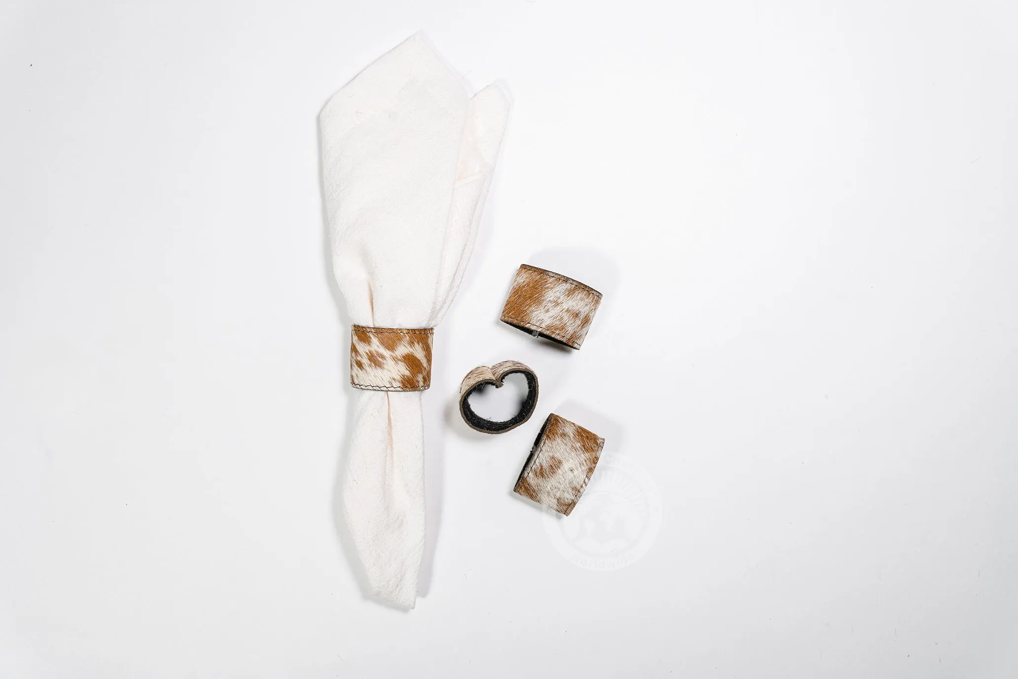 Cowhide Napkin Ring, Napkin Holder - SET OF 4