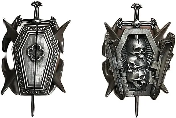 Cross Sword Coffin Ring: 2025 Gothic Titanium Steel Punk Jewelry, Heavy Metal Rebel Ring with 3D Swords & Coffin Design, Street Fashion Jewelry Dark Fashion Piece for Men & Women