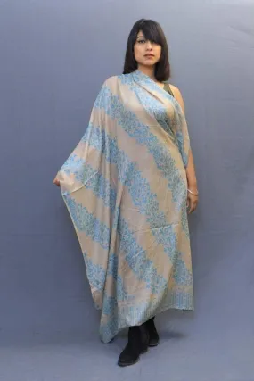 Diagonal Kani Design Using Ferozi And Fawn Colour Add Up The Designer And Royal Look.