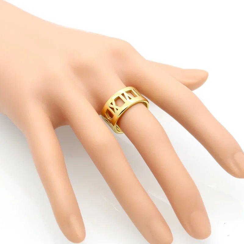 Fashion Roman Number Ring Punk Couple Rings 18K Rose Gold Plated Rings For Women Stainless Steel Ring Finn Jewelry