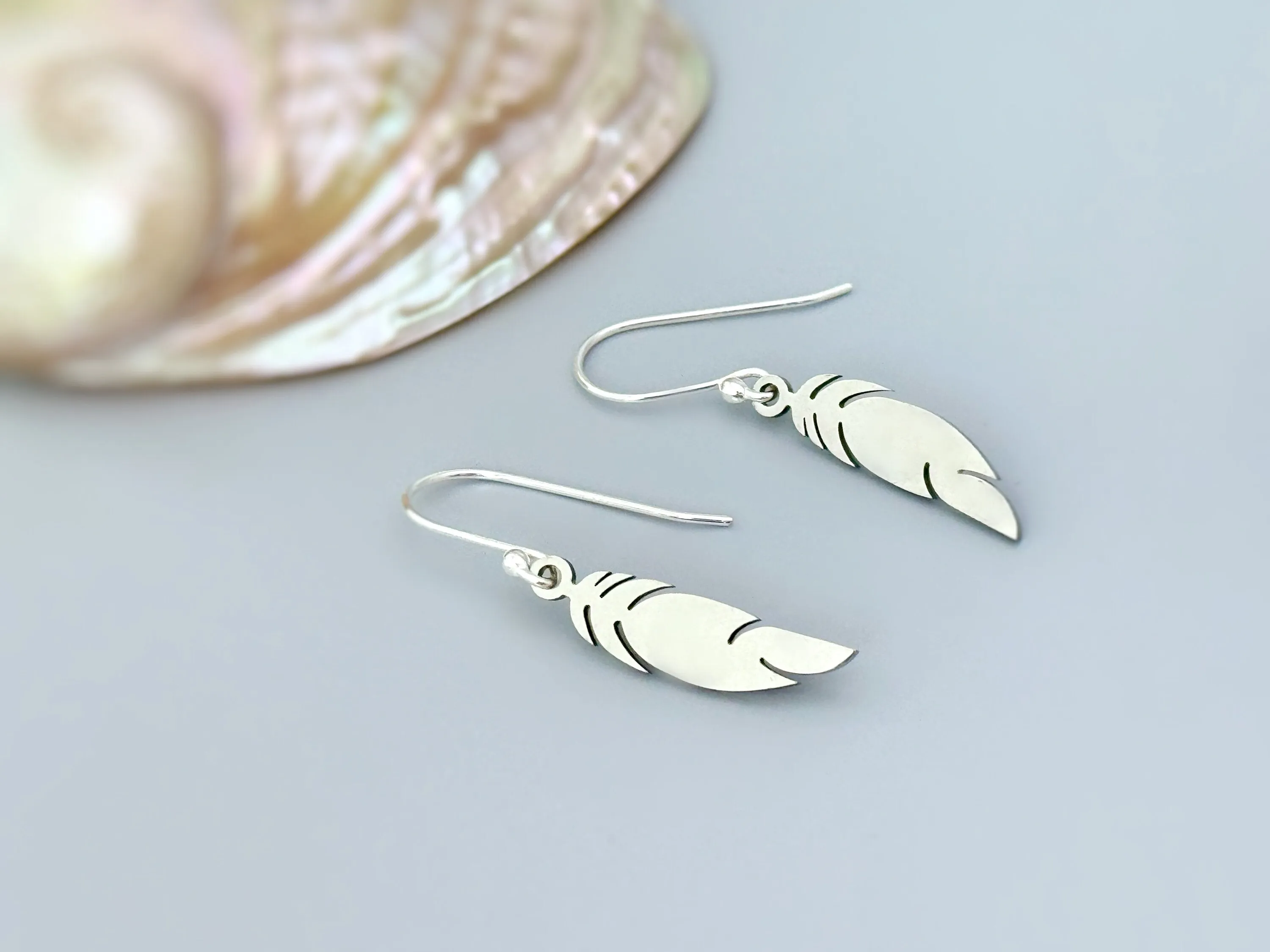 Feather Earrings dangle gold