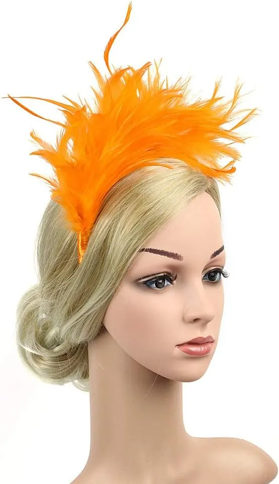 Feather Fascinator for Women Girl Vintage Tea Party Cocktail Wedding Headpiece Fashion Vintage Feather Headband Hat