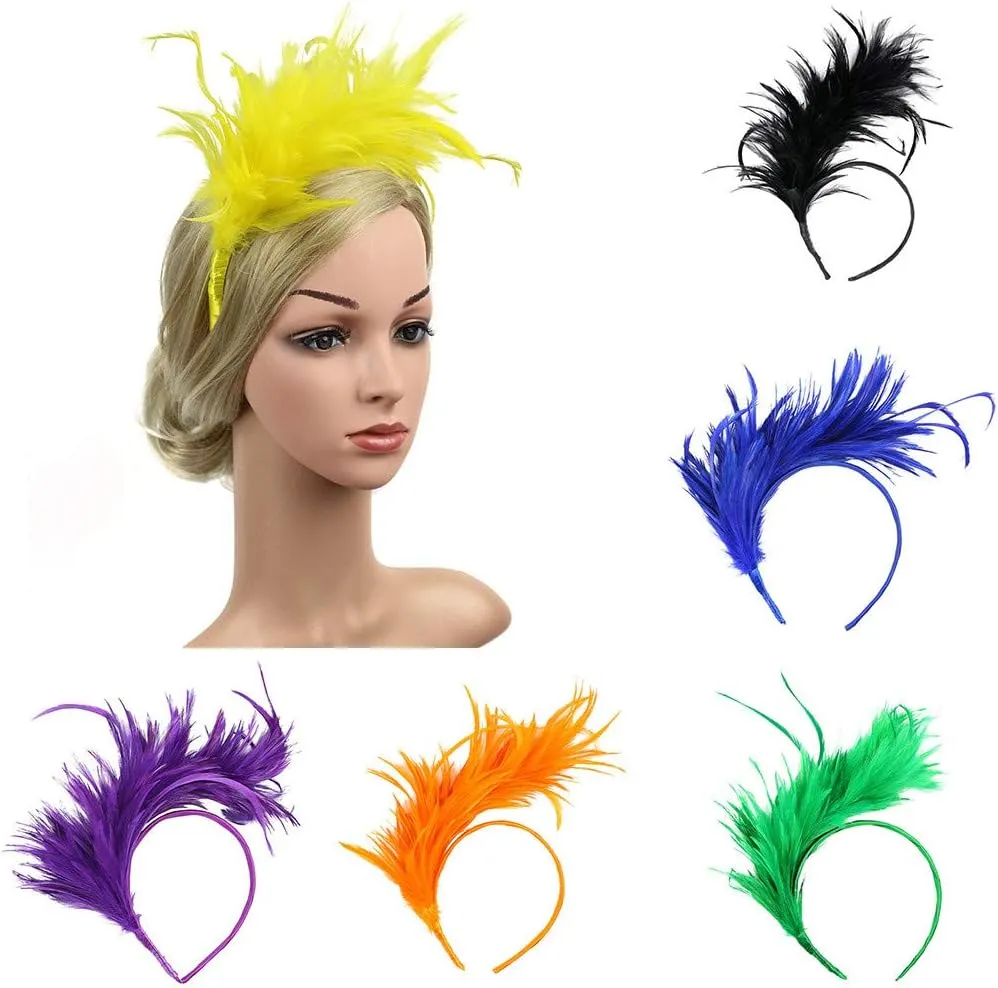 Feather Fascinator for Women Girl Vintage Tea Party Cocktail Wedding Headpiece Fashion Vintage Feather Headband Hat