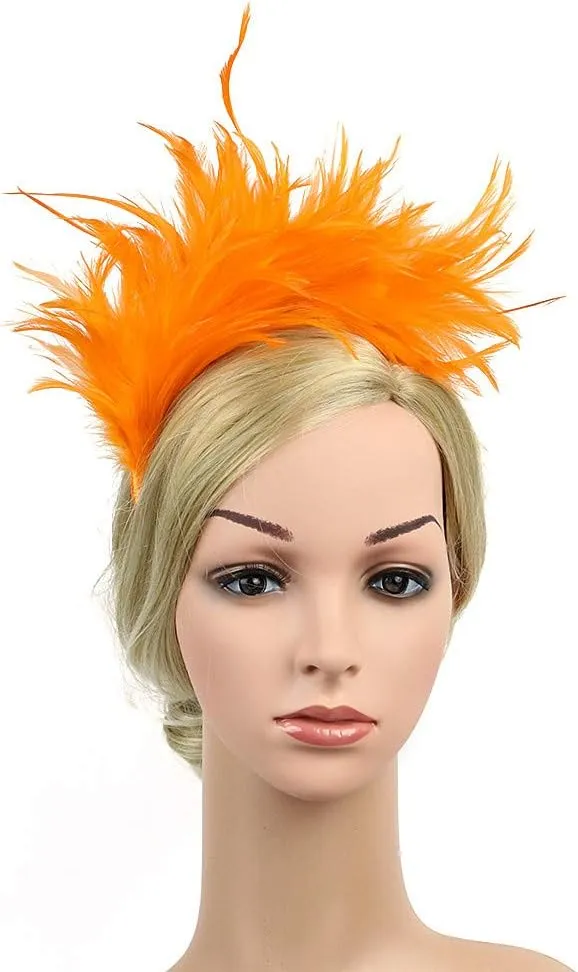 Feather Fascinator for Women Girl Vintage Tea Party Cocktail Wedding Headpiece Fashion Vintage Feather Headband Hat