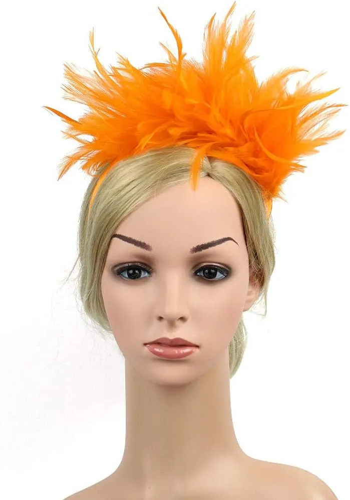 Feather Fascinator for Women Girl Vintage Tea Party Cocktail Wedding Headpiece Fashion Vintage Feather Headband Hat