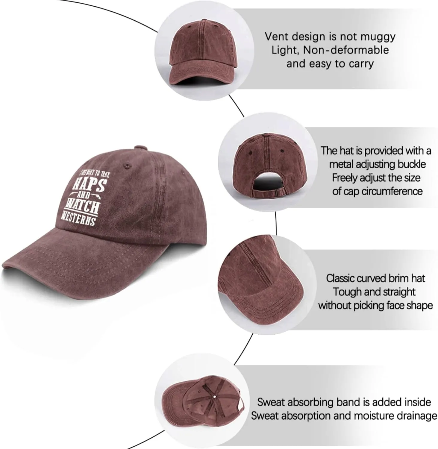 I Justs Want to Take Naps and Watch Westerns Womens Baseball Hat Summer Caps for Women Baseball Caps Breathable Ponytail
