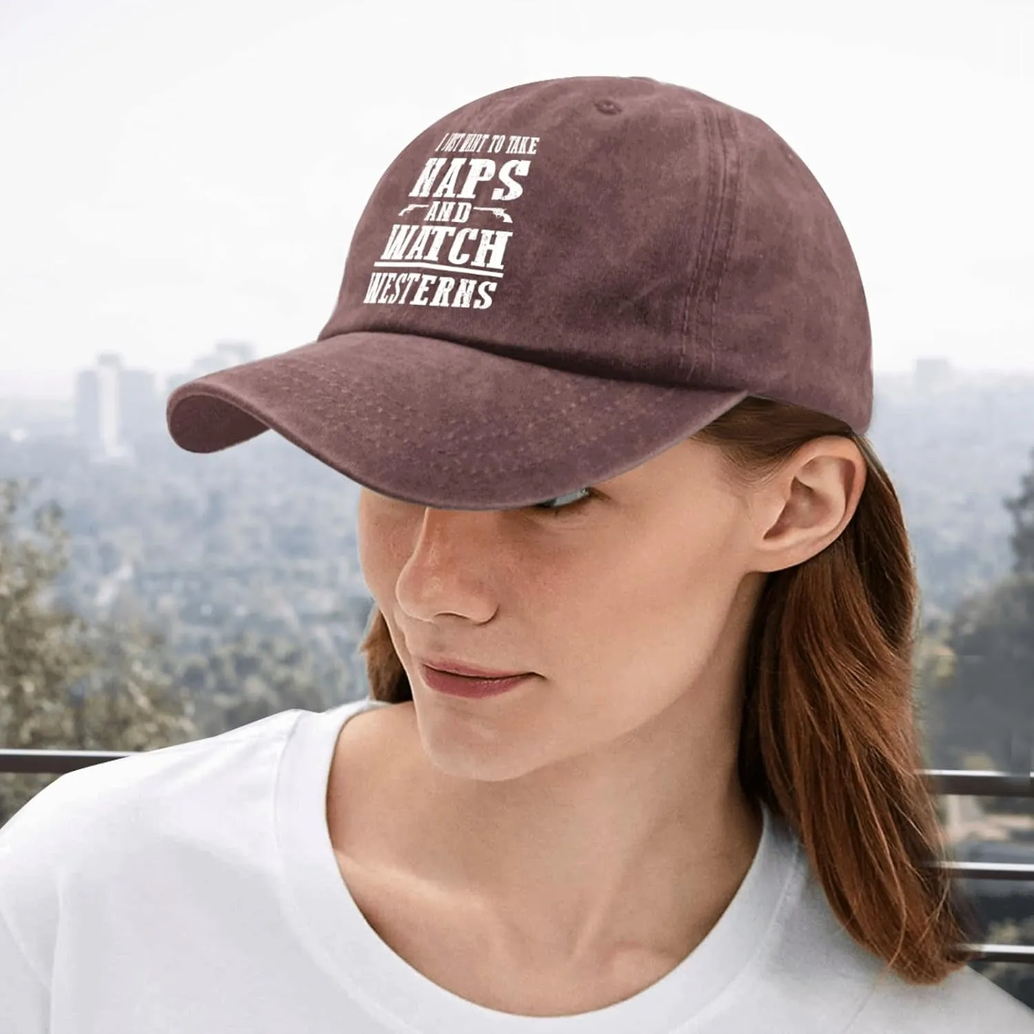 I Justs Want to Take Naps and Watch Westerns Womens Baseball Hat Summer Caps for Women Baseball Caps Breathable Ponytail