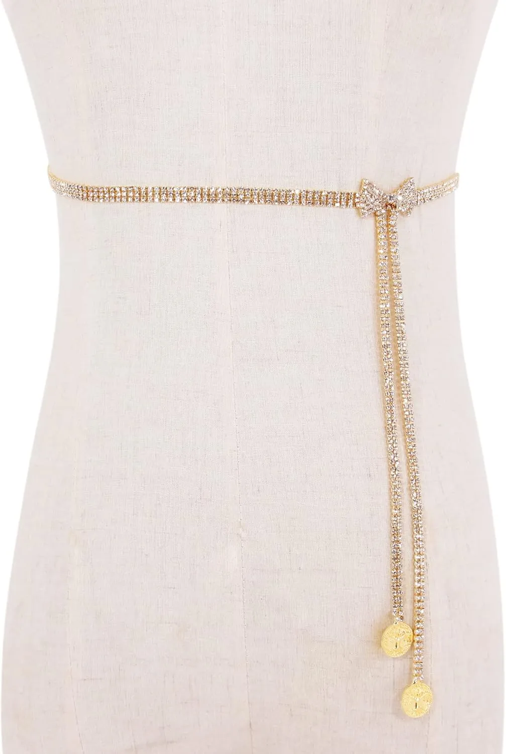 jascaela Women's Sparkle Rhinestonel Chain Belt Glitter Waist Belt for Wedding Dress Formal dress