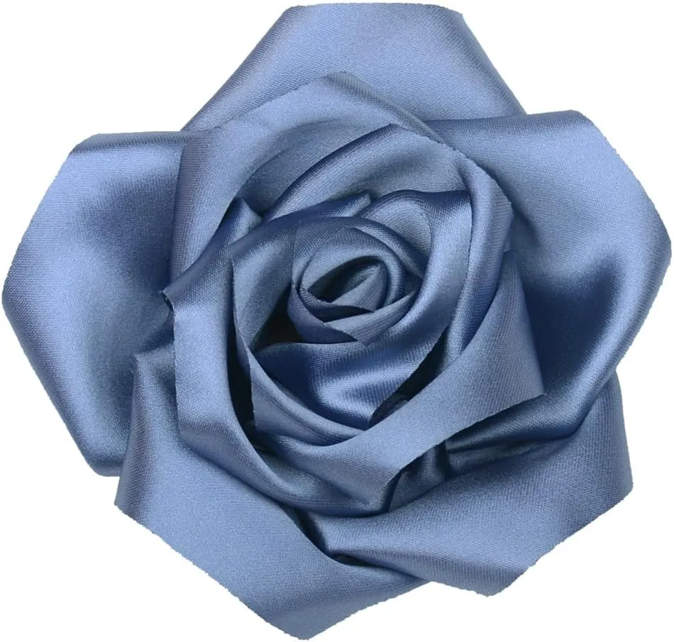 Large Dainty Satin Fabric Rose Flower Brooch Pins Hairpin for Women,ladies