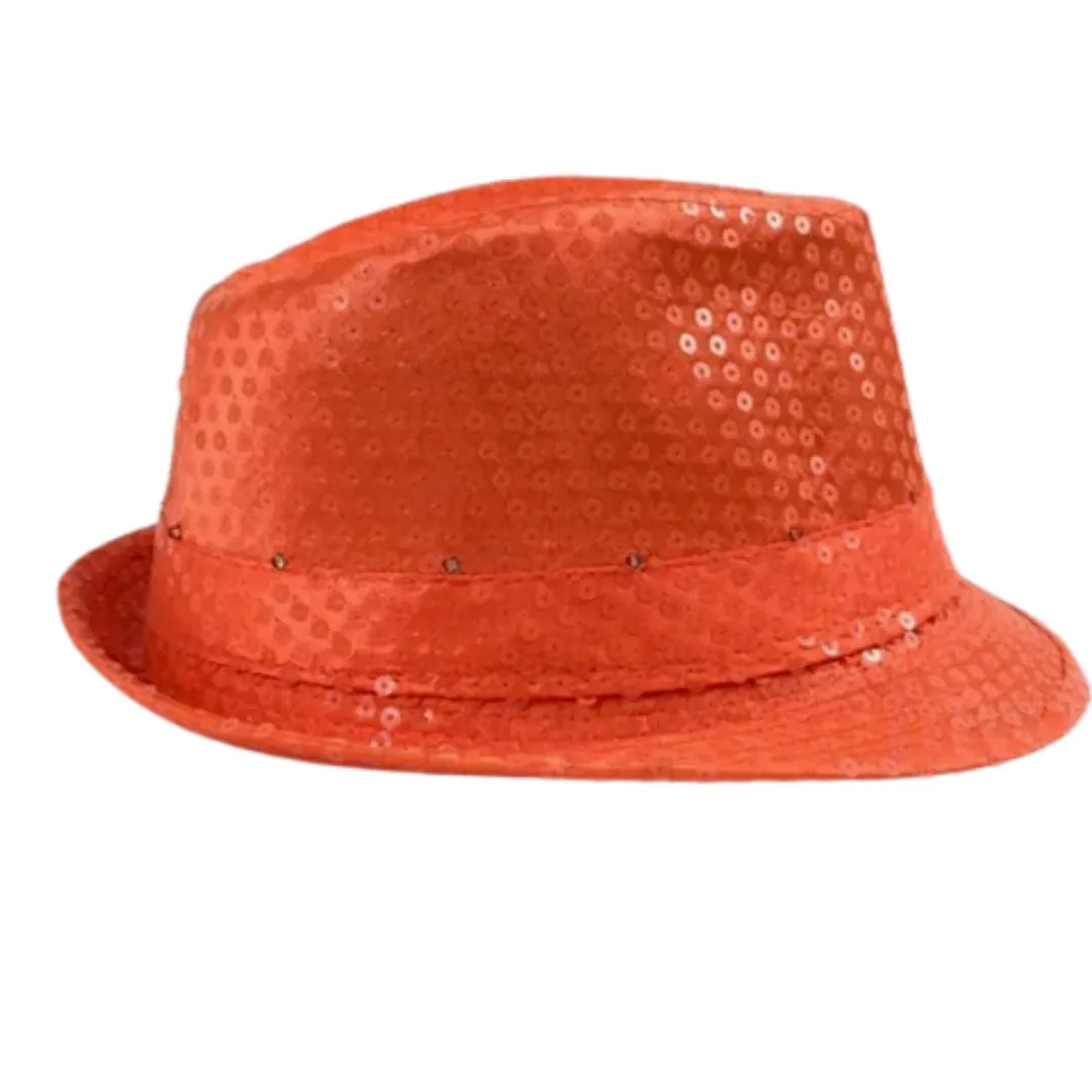 Neon Orange LED Fedora with 14 White Lights (Each)