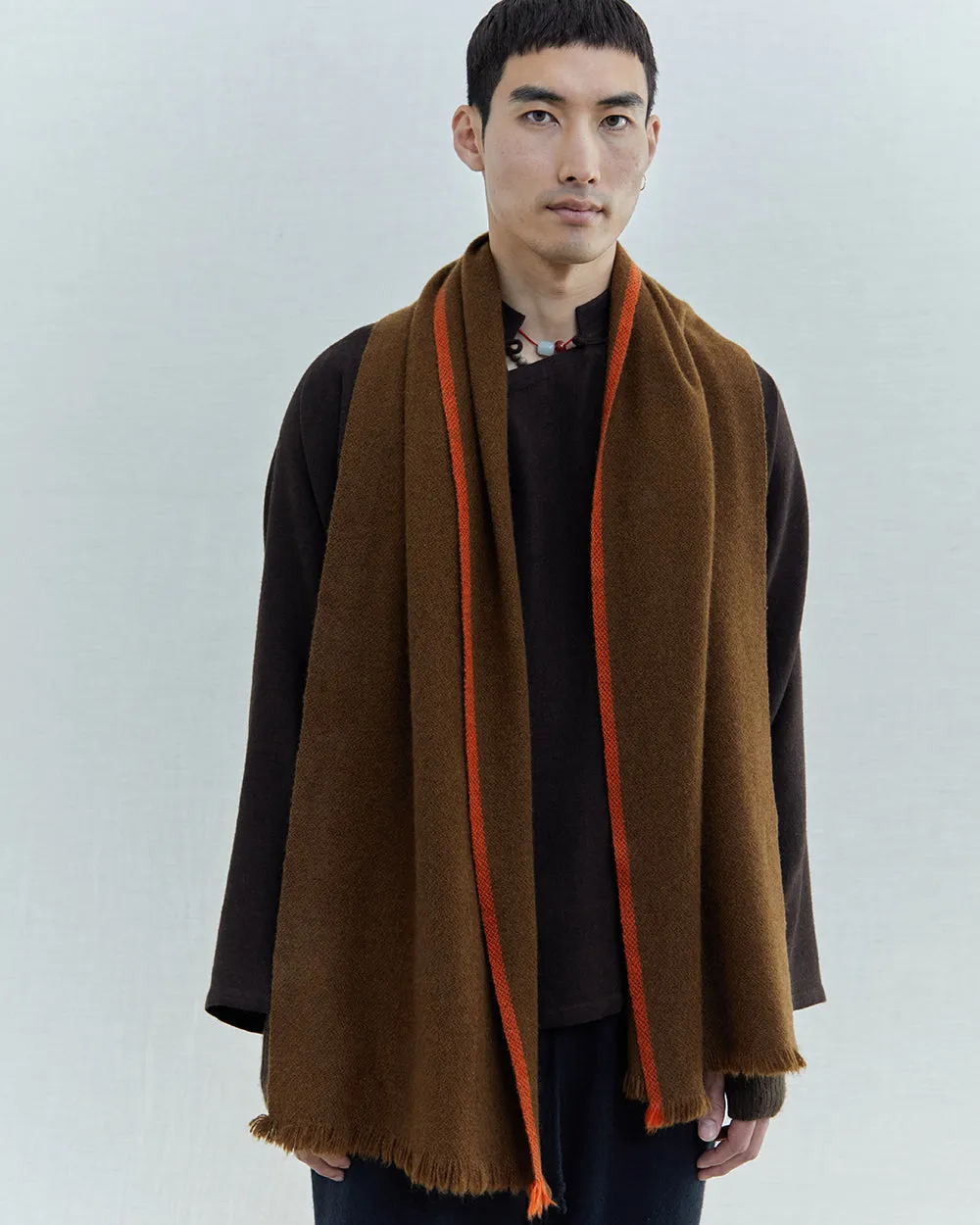 Nomad Border Skinny Scarf (Natural Yak White Base)