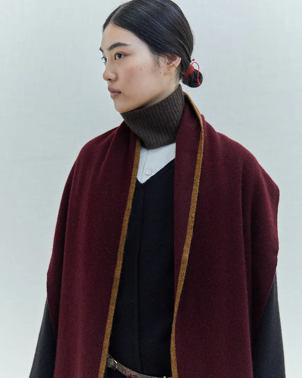 Nomad Border Skinny Scarf (Natural Yak White Base)