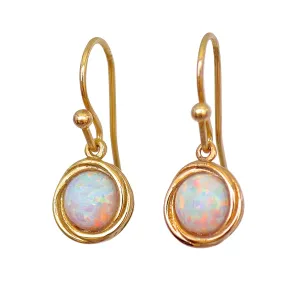 Opal gold dangle earrings for women, Opal earrings, Minimalist earrings, Round drop earrings, Vintage earrings, Birthstone earring, White Opal gold dangle earrings, Small stone drop earrings
