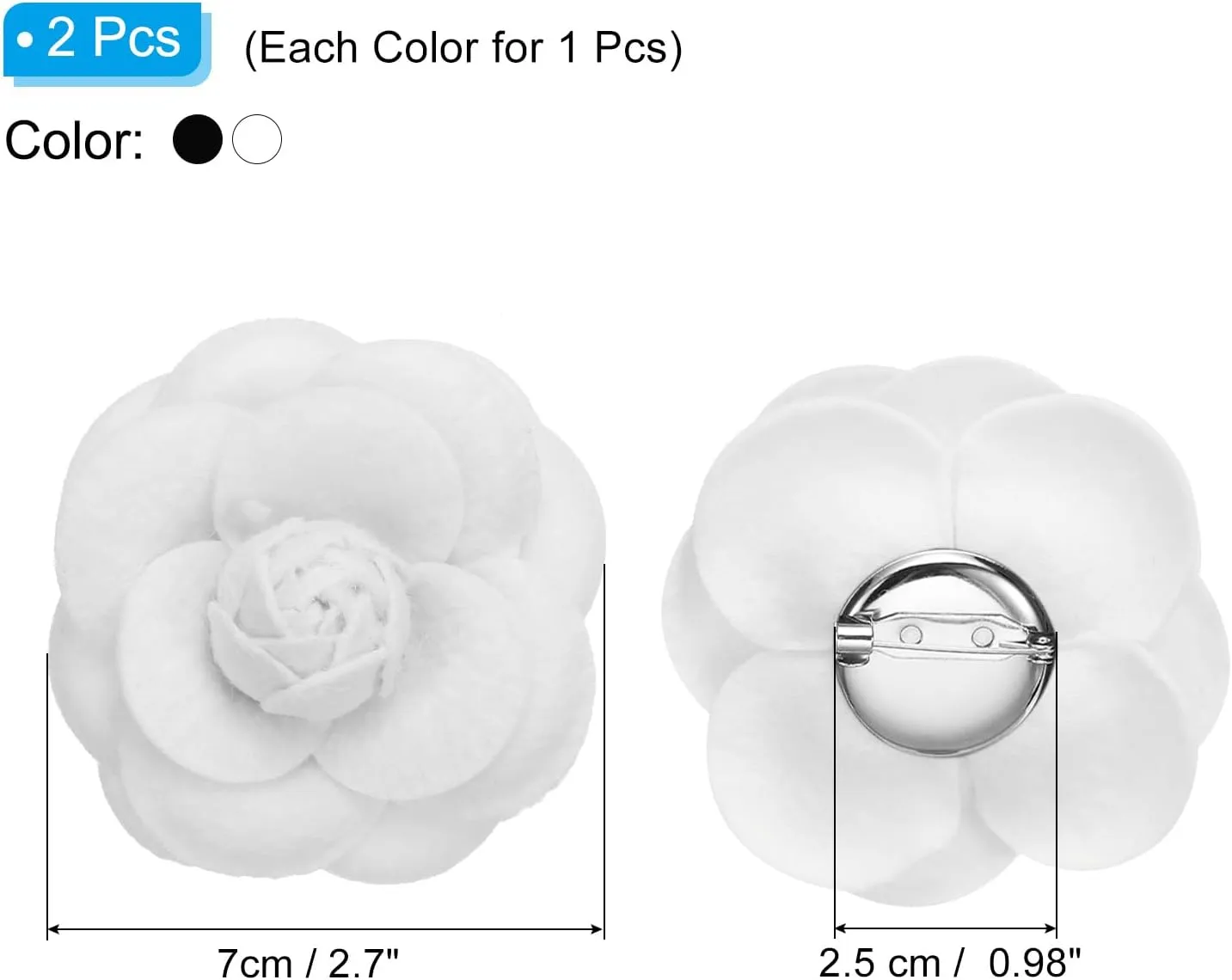 PATIKIL Camellia Fabric Pin, Flower Brooch Artificial Flowers Brooches for Women Girls Cloth Wedding Party Decor Accessories Jewelry