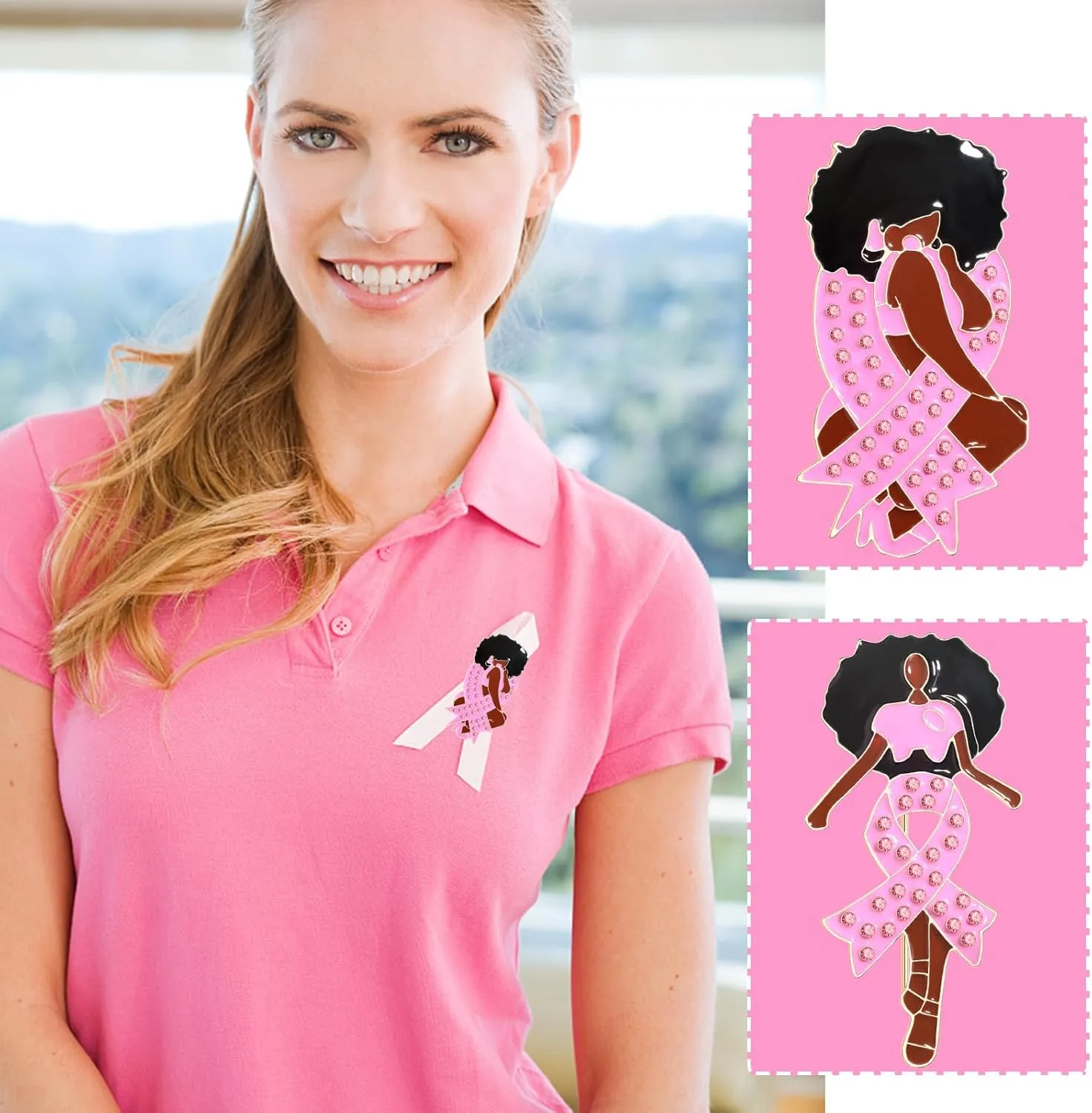 Pink Ribbon Pin Breast Cancer Gifts for Women Girls Breast Cancer Awareness Lapel Pins Hope Love Fight Hope Official Ribbon Pins Breast Cancer Brooch
