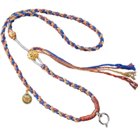PRINCESS BRIDE Buddha Necklace Rope Chain Handmade Buddhist Thangka Long Praying Chain Braided Rope Necklace for Pendant (A32)