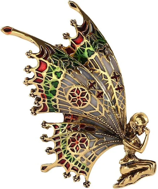 Rhinestone Butterfly Brooch Pin,Vintage Butterfly Wings Fairy Brooch,Crystal Big Butterfly Angel Lapel Pin,Angel Brooch Pin for Women