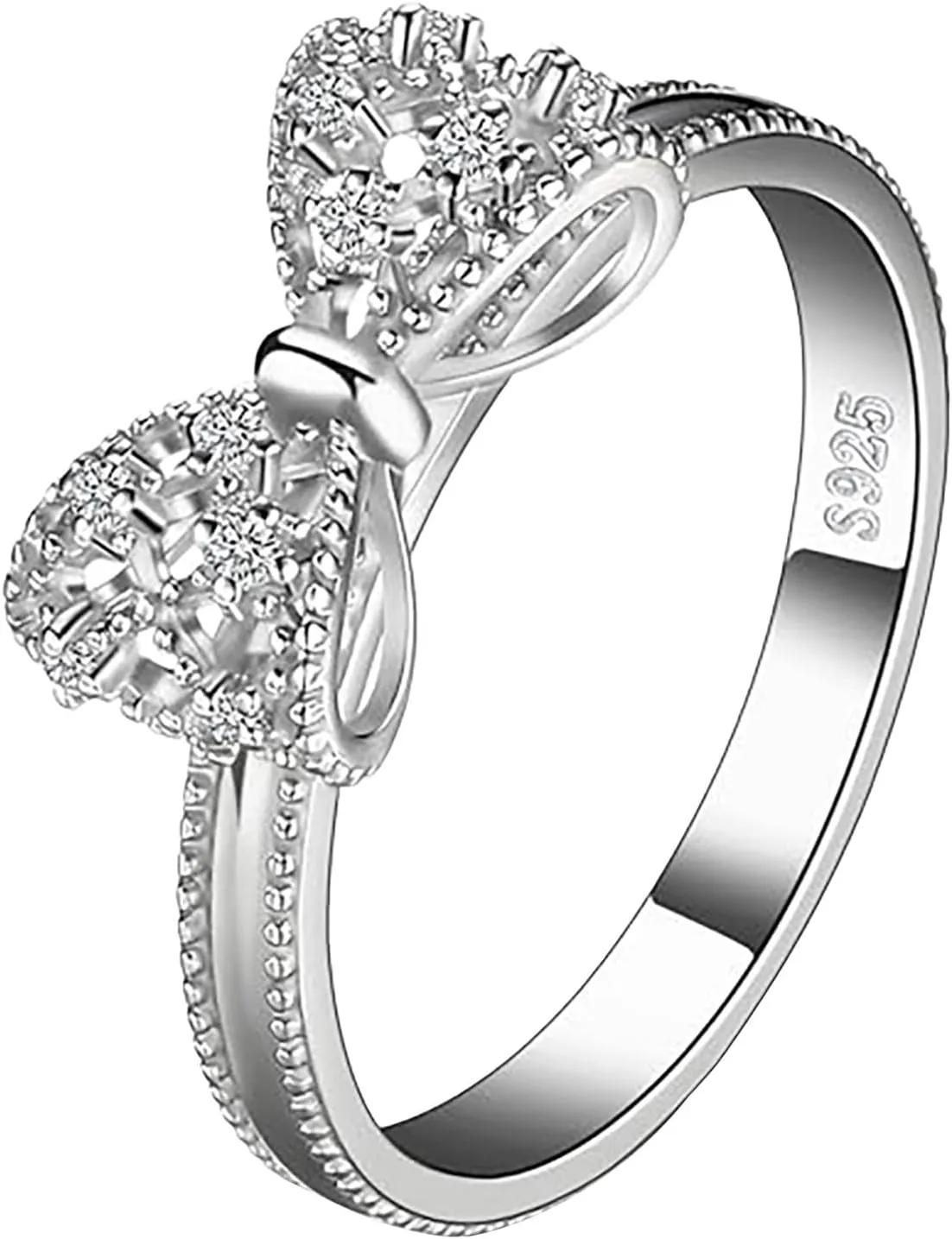 Rings for Women 925 Sterling Silver Rings Bow Shape Love Rings Stackable Non Tarnish Wedding Rings