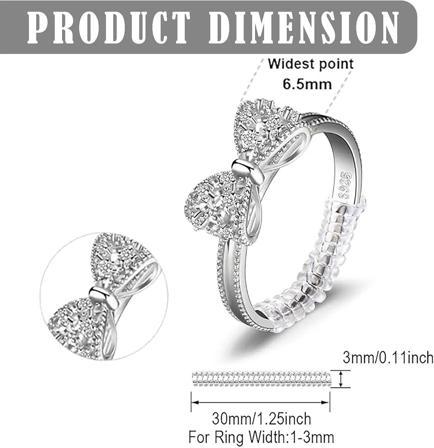 Rings for Women 925 Sterling Silver Rings Bow Shape Love Rings Stackable Non Tarnish Wedding Rings