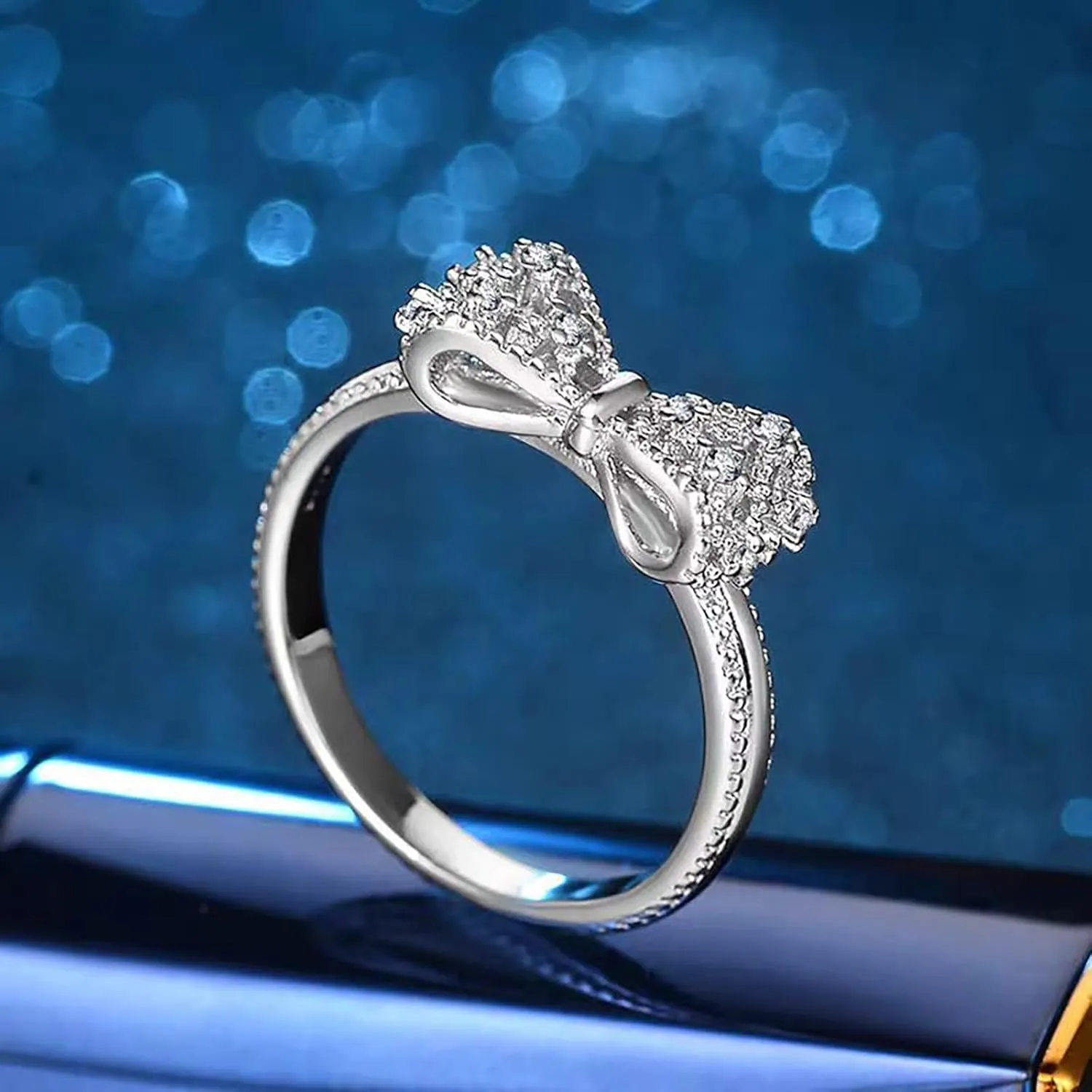 Rings for Women 925 Sterling Silver Rings Bow Shape Love Rings Stackable Non Tarnish Wedding Rings