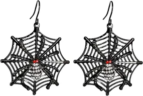 SELOVO Fashion Black Crystal Rhinestone Spider Shiny Dangle Hook Earrings