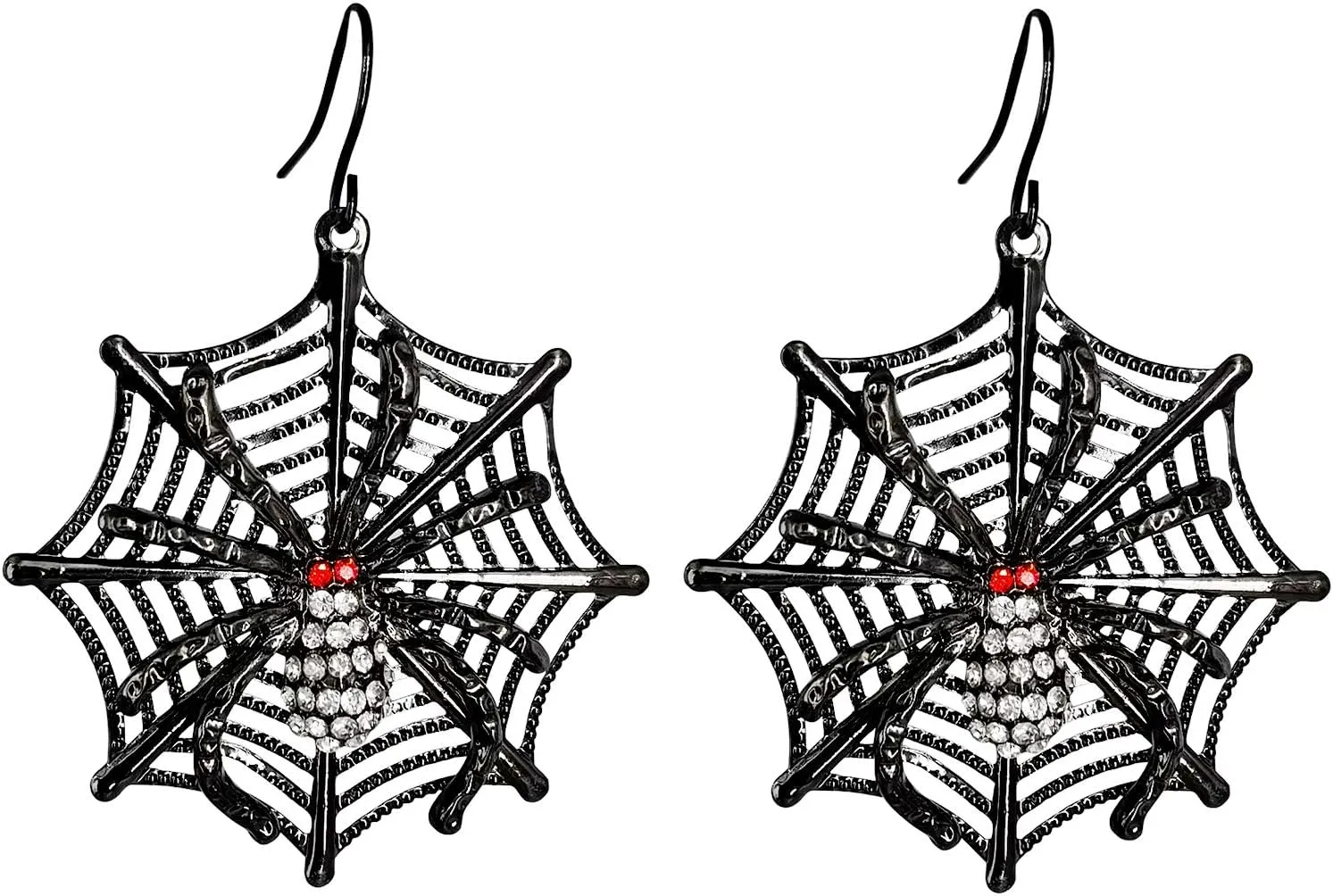 SELOVO Fashion Black Crystal Rhinestone Spider Shiny Dangle Hook Earrings