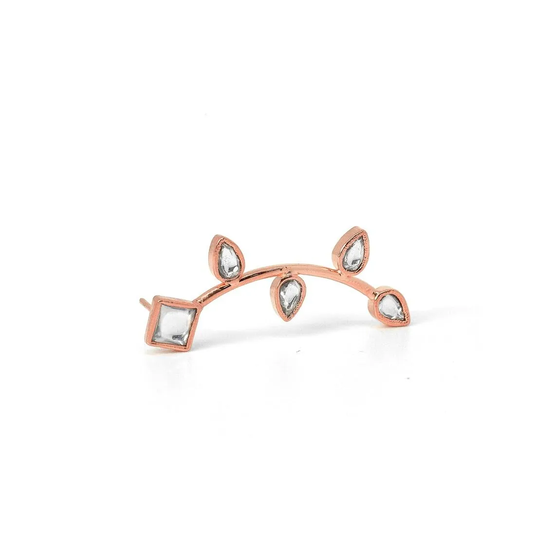 Stunning Polki Diamond Climber Earrings - Gemstone Crawler Earring - Minimalist Ear Sweep for Birthstone - Perfect Easter, Mother's Day, and Wedding Jewelry Gift. GFS6254 (Rose Gold-Plated)