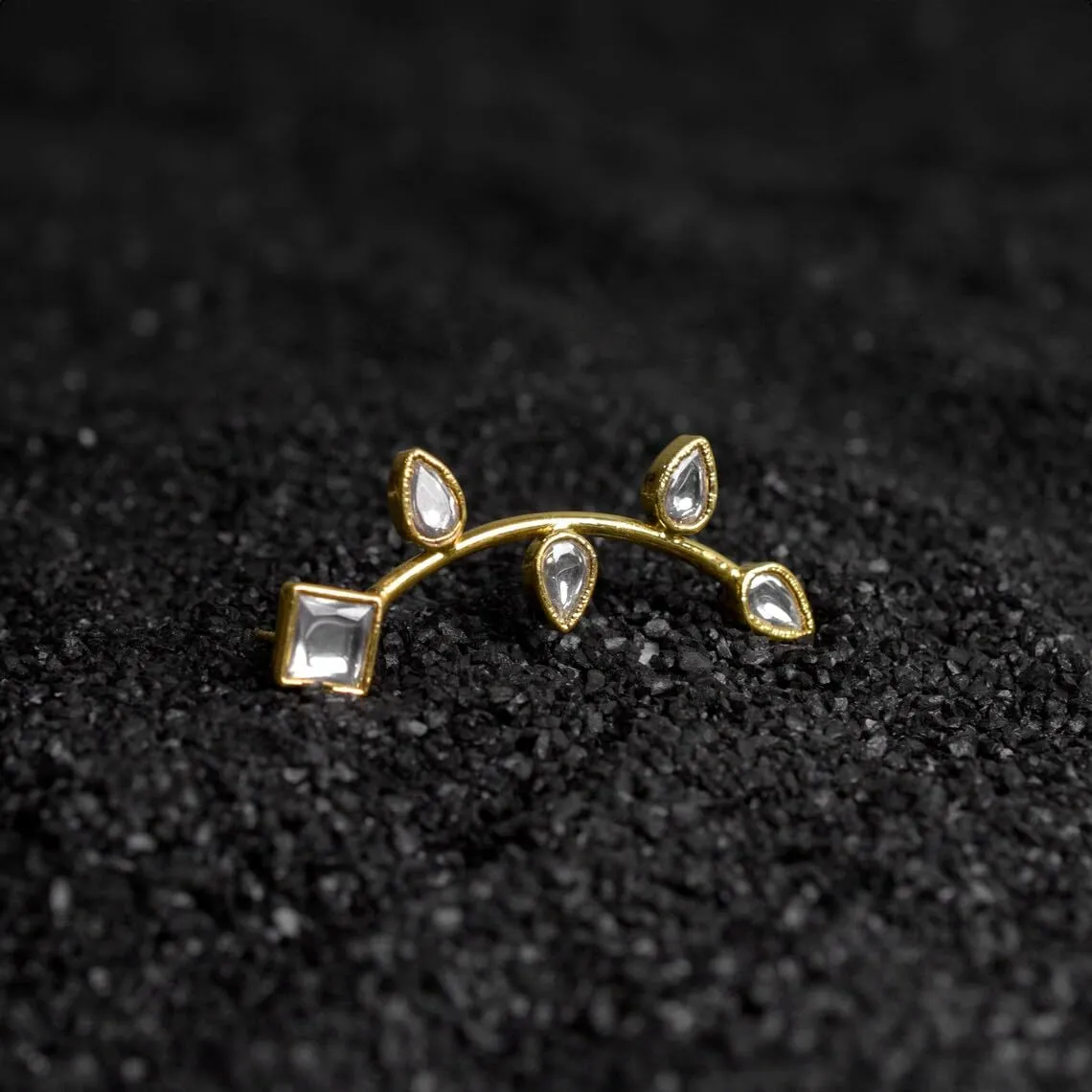 Stunning Polki Diamond Climber Earrings - Gemstone Crawler Earring - Minimalist Ear Sweep for Birthstone - Perfect Easter, Mother's Day, and Wedding Jewelry Gift. GFS6254 (Rose Gold-Plated)