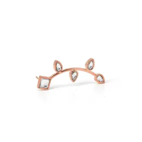 Stunning Polki Diamond Climber Earrings - Gemstone Crawler Earring - Minimalist Ear Sweep for Birthstone - Perfect Easter, Mother's Day, and Wedding Jewelry Gift. GFS6254 (Rose Gold-Plated)