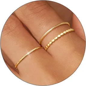 TLY Stackable Rings for Women Non Tarnish 18K Gold Silver Plated Dainty Stacking Rings Set Thumb Thin Cute Knuckle Pinky Finger Ring Promise Engagement Wedding Band Rings Size 5 6 7 8 9 10 Trendy Jewelry Gift for Women